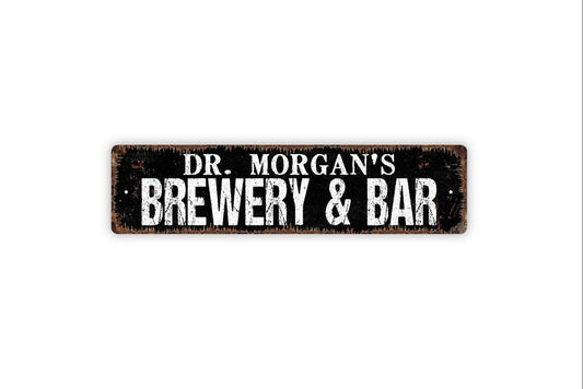 Personalized Brewery & Bar Sign | Custom Home Bar Sign Metal or Vinyl Sticker | Rustic Pub Decor | Beer Lover Gift | Man Cave Wall Art