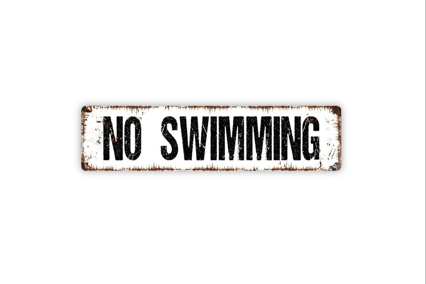 No Swimming Sign - No Swim Area Shallow Or Rough Water Vinyl Sticker Or  Street Metal Sign or Door Name Plate Plaque