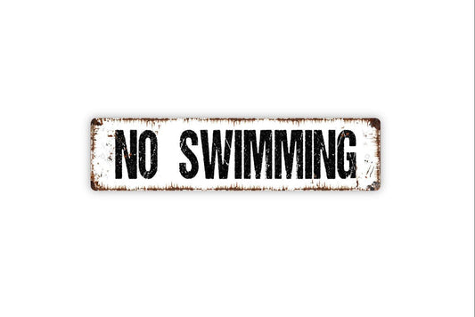 No Swimming Sign - No Swim Area Shallow Or Rough Water Vinyl Sticker Or  Street Metal Sign or Door Name Plate Plaque