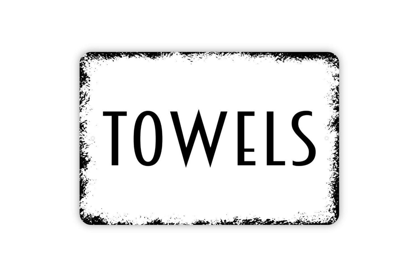 Towels Sign – Bathroom Spa Pool Changing Room Laundry Wall Decor – Rustic Farmhouse Home Organization – Metal Sign or Sticker