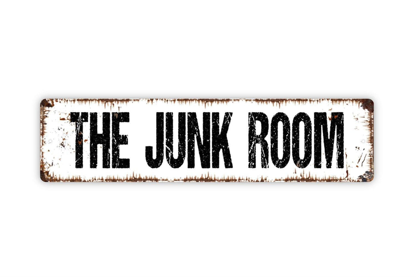 The Junk Room Sign - Vinyl Sticker Or  Metal Street Sign or Door Name Plate Plaque