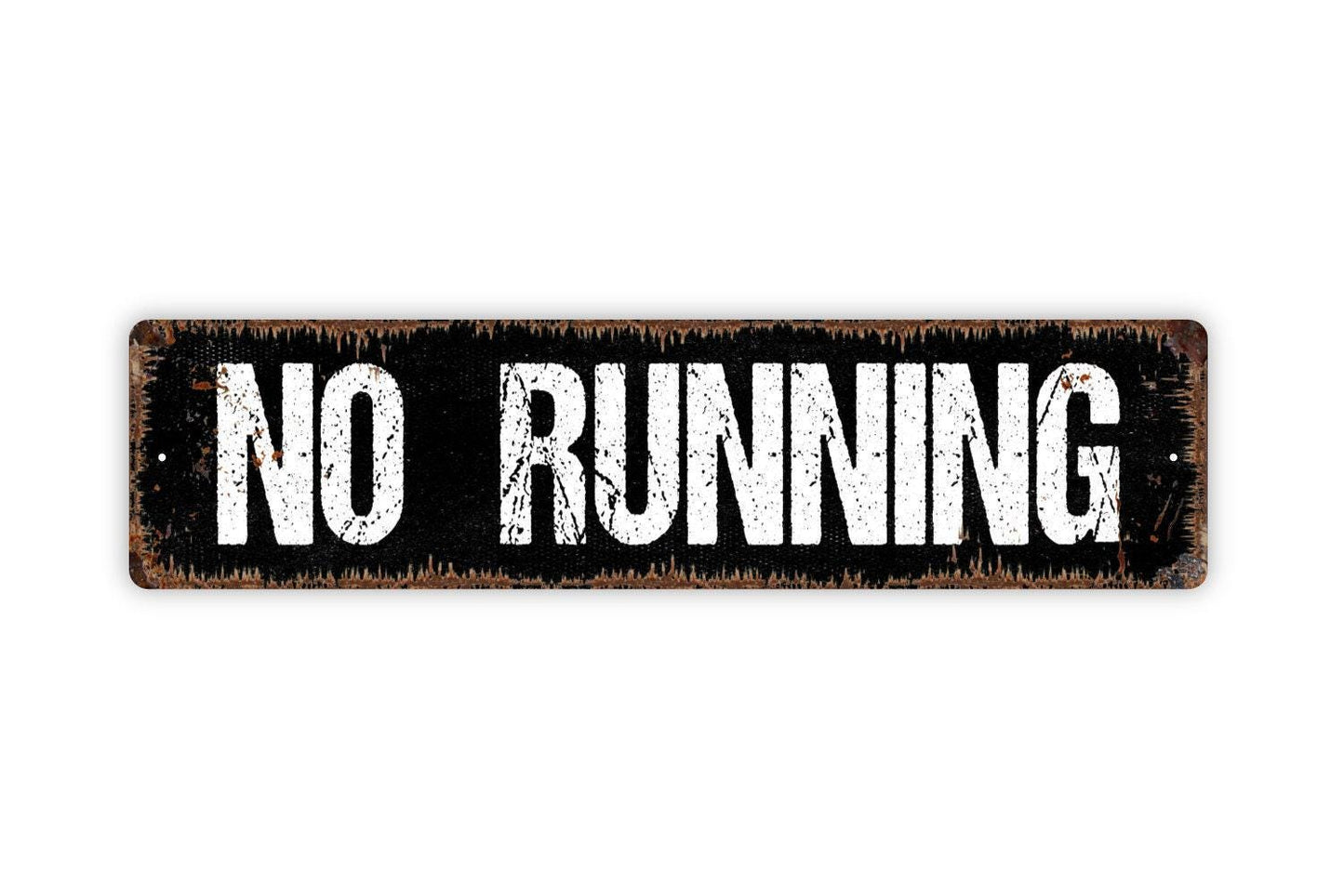 No Running Sign Metal or Vinyl Sticker | Pool Safety Sign | Funny Yard Decor | Gym or School Sign | Rustic Outdoor Warning Sticker