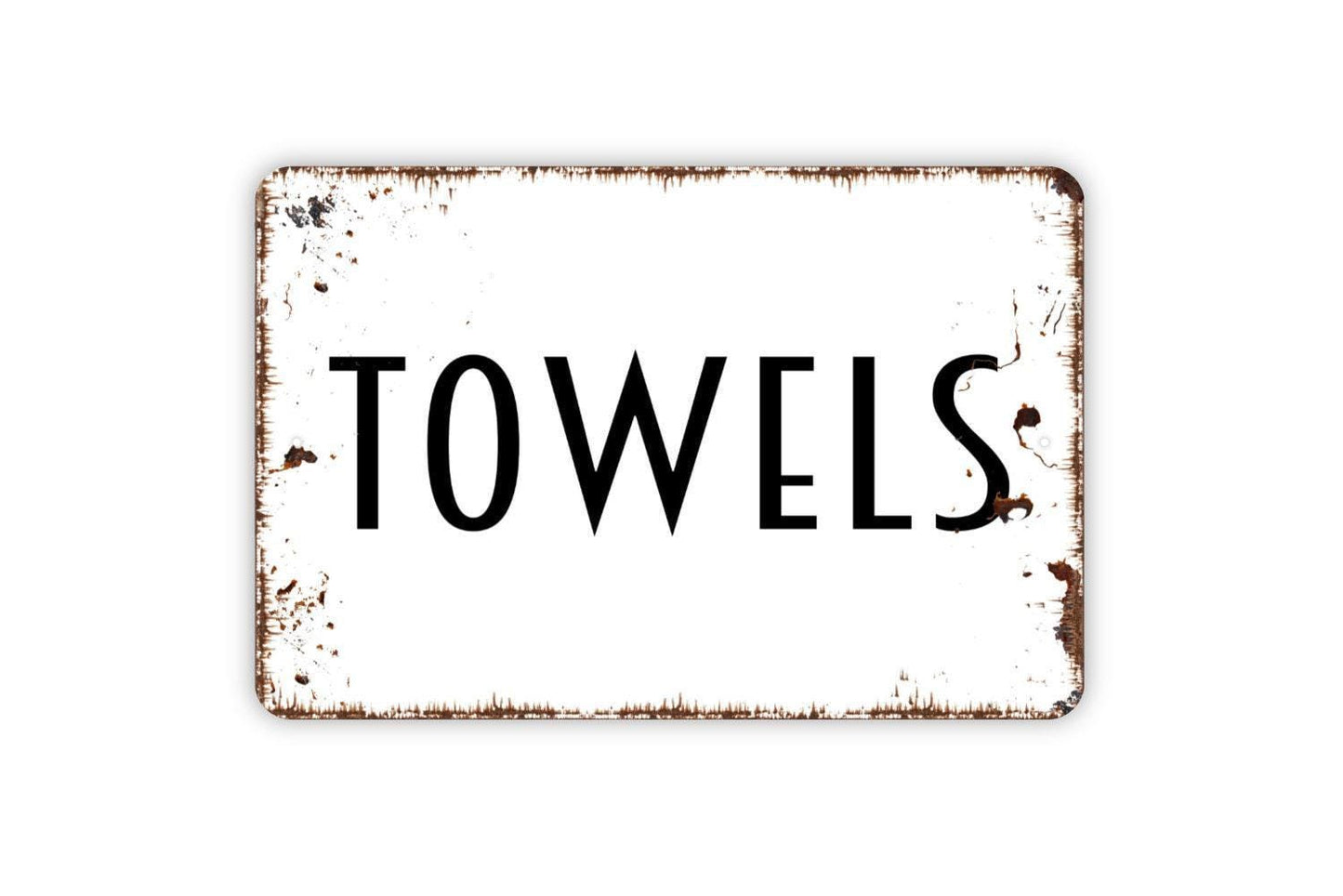 Towels Sign – Bathroom Spa Pool Changing Room Laundry Wall Decor – Rustic Farmhouse Home Organization – Metal Sign or Sticker