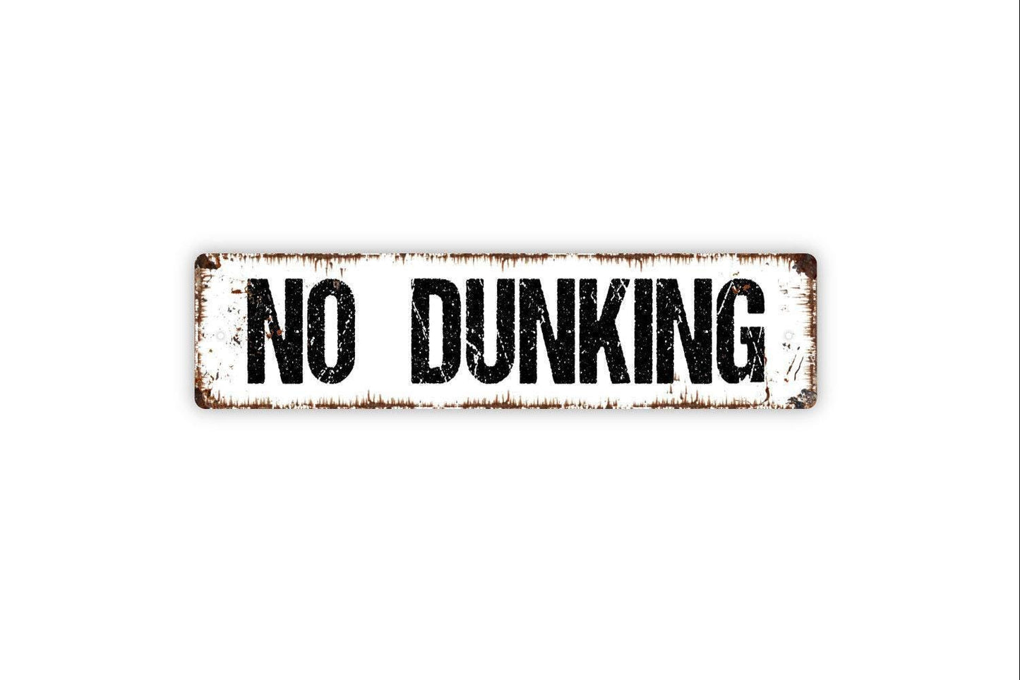 No Dunking Sign Metal or Vinyl Sticker | Basketball Court Sign | Funny Sports Sign | Rustic Gym Decor | Game Room Wall Art Sticker