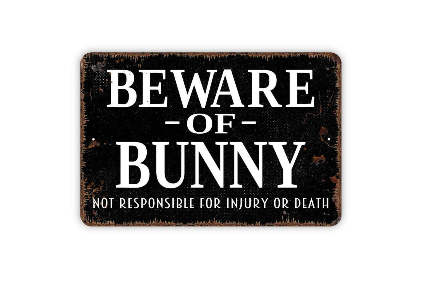 Beware of Bunny Sign | Funny Pet Wall Decor | Metal Sign or Vinyl Sticker for Rabbit Owners, Hutches, Yards, or Homes