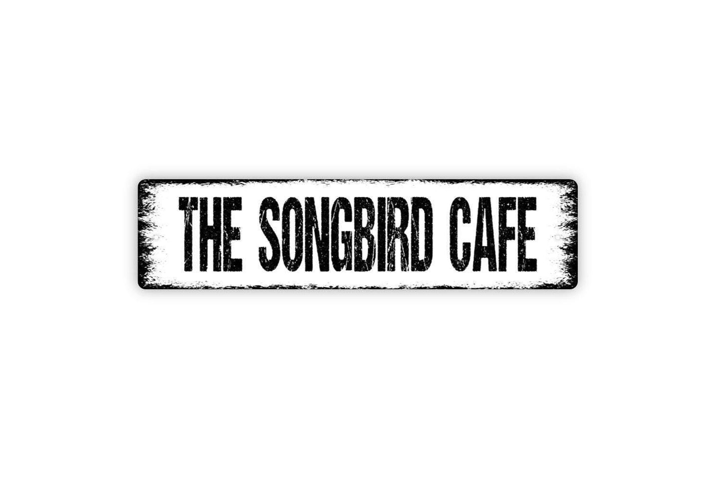 The Songbird Cafe Sign - Apiary Bird Feeder Nest Birdhouse Garden Vinyl Sticker Or  Street Metal Sign or Door Name Plate Plaque