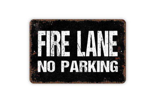 Fire Lane No Parking Sign - Warning Fire Truck Firefighter Tow Area Indoor or Outdoor Metal Sign