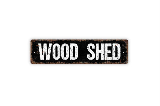 Wood Shed Sign – Rustic Farmhouse Wall Decor – Firewood Storage Barn Cabin Yard Shed Wall Sign – Metal Sign or Sticker