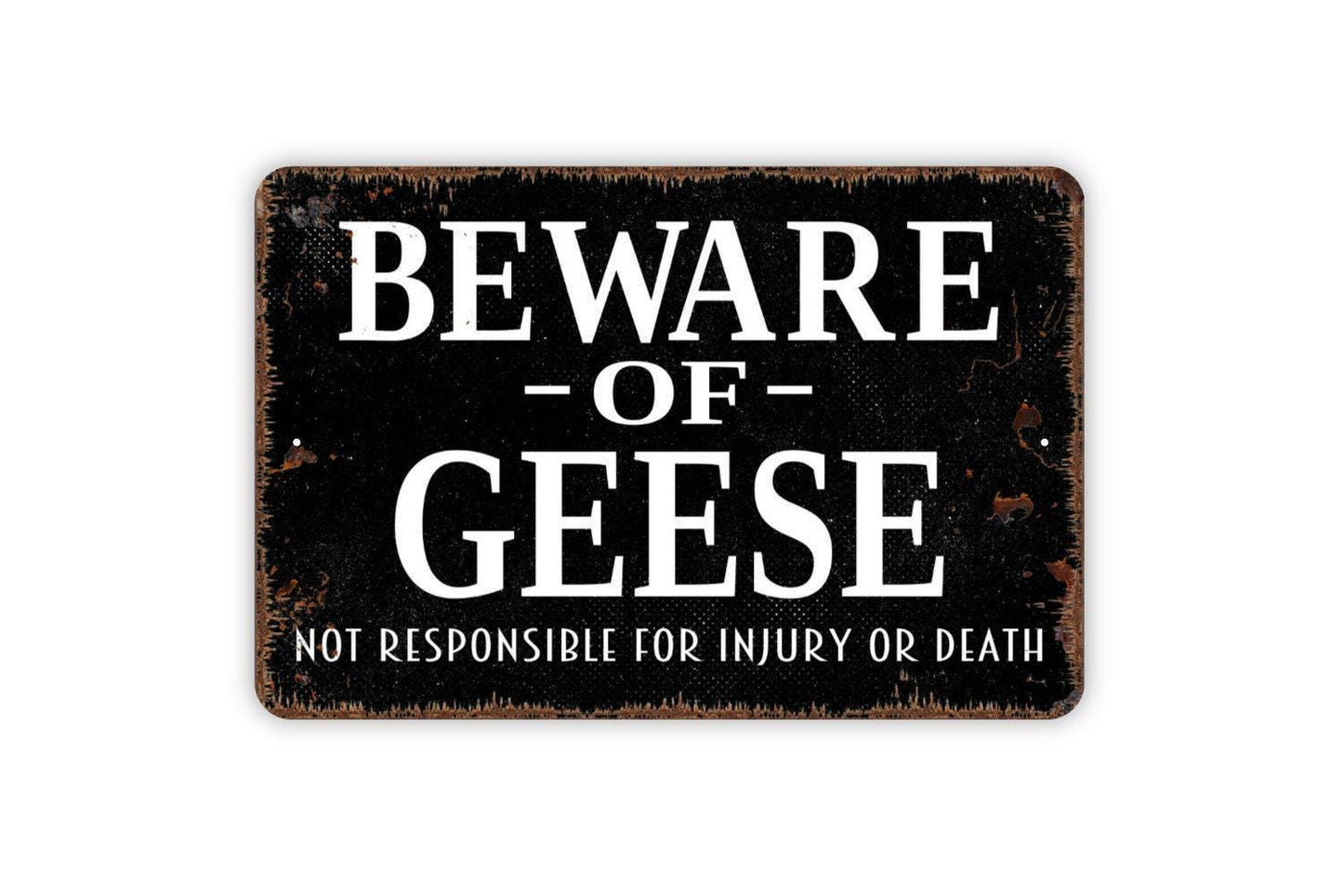 Beware of Geese Sign | Not Responsible for Injury or Death Sign | Funny Goose Warning Yard Sign | Metal Sign or Vinyl Sticker
