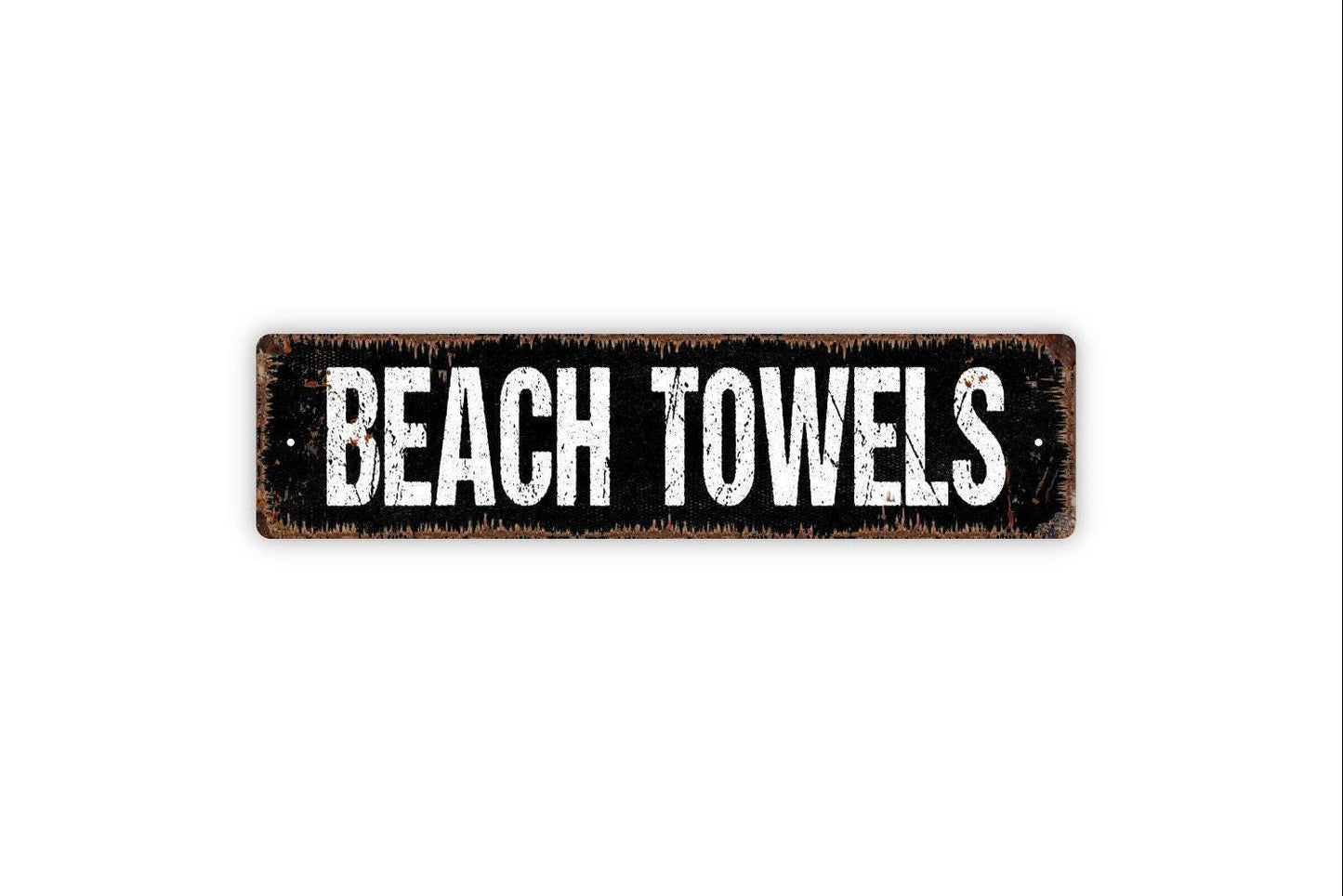 Beach Towels Sign - Swim Sand Surf Ocean Beach House Guest Towels Vinyl Sticker Or  Street Metal Sign or Door Name Plate Plaque
