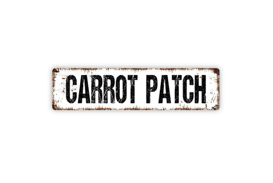 Carrot Patch Sign - Vegetables Garden Marker Produce Farmers Market Bunny Rabbit Rustic Street Metal Sign or Door Name Plate Plaque