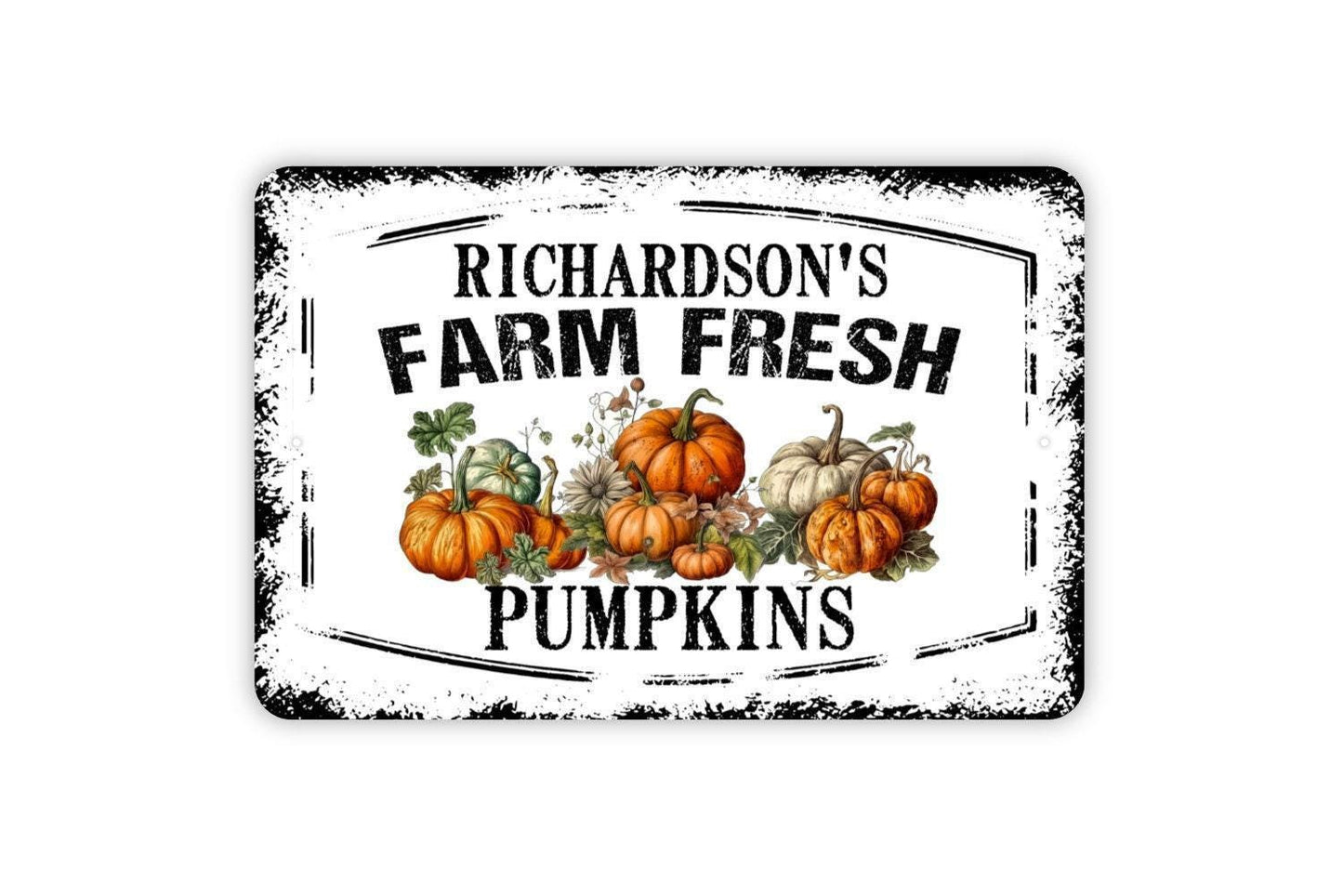 Personalized Farm Fresh Pumpkins Sign - Custom Harvest Autumn Fall Metal Wall Art Indoor Or Outdoor