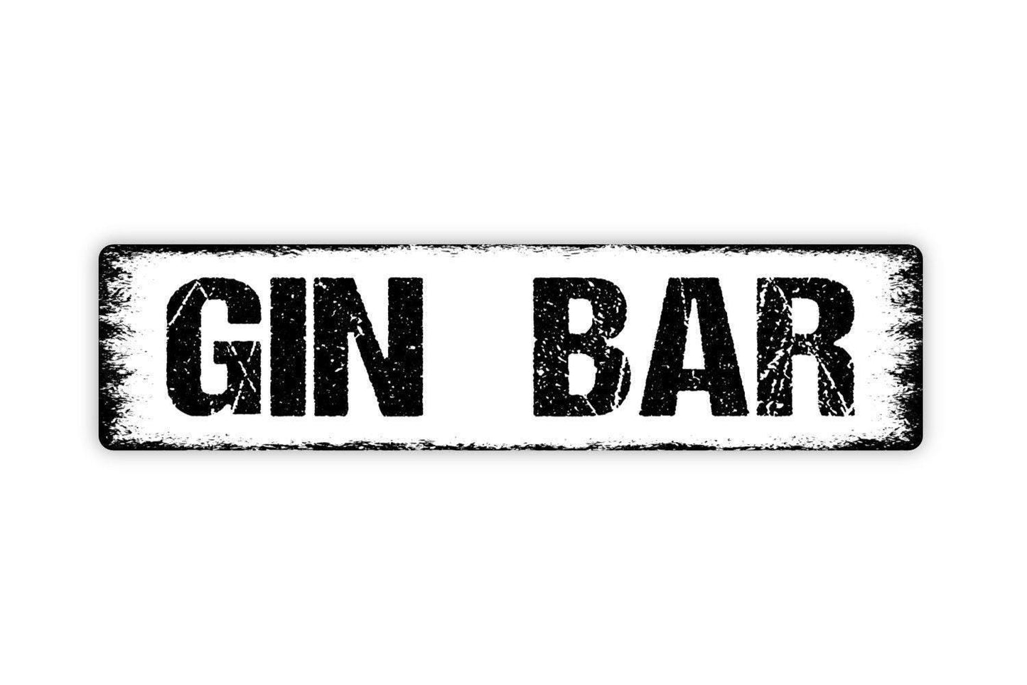 Gin Bar Sign - Pub Saloon Tavern Alcohol Drink Cocktails Vinyl Sticker Or  Street Metal Sign or Door Name Plate Plaque