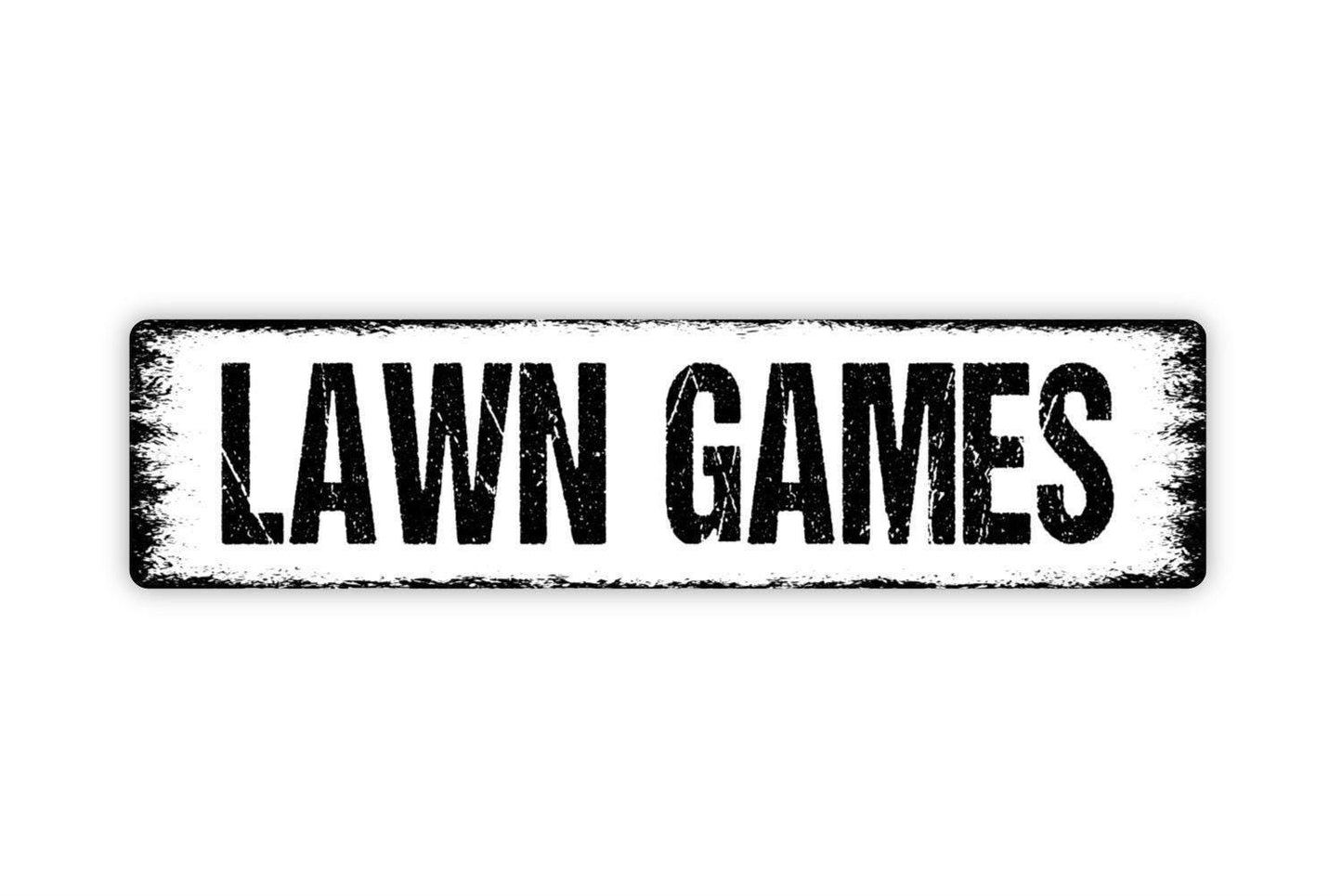 Lawn Games Sign - Vinyl Sticker Or  Street Metal Sign or Door Name Plate Plaque