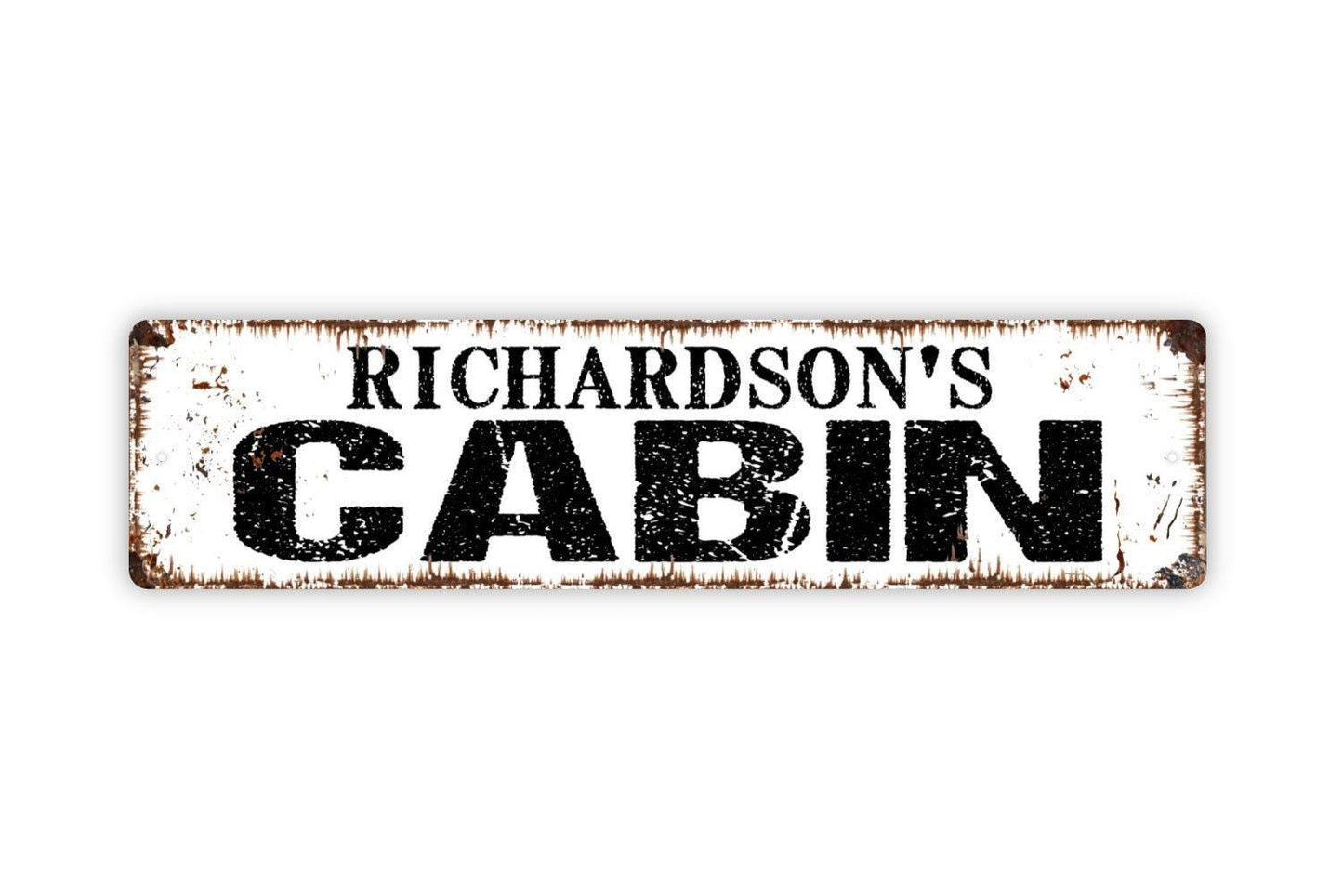Personalized Cabin Sign – Custom Rustic Lodge Wall Decor – Family Name Plaque for Lake House or Mountain Retreat – Metal Sign or Sticker