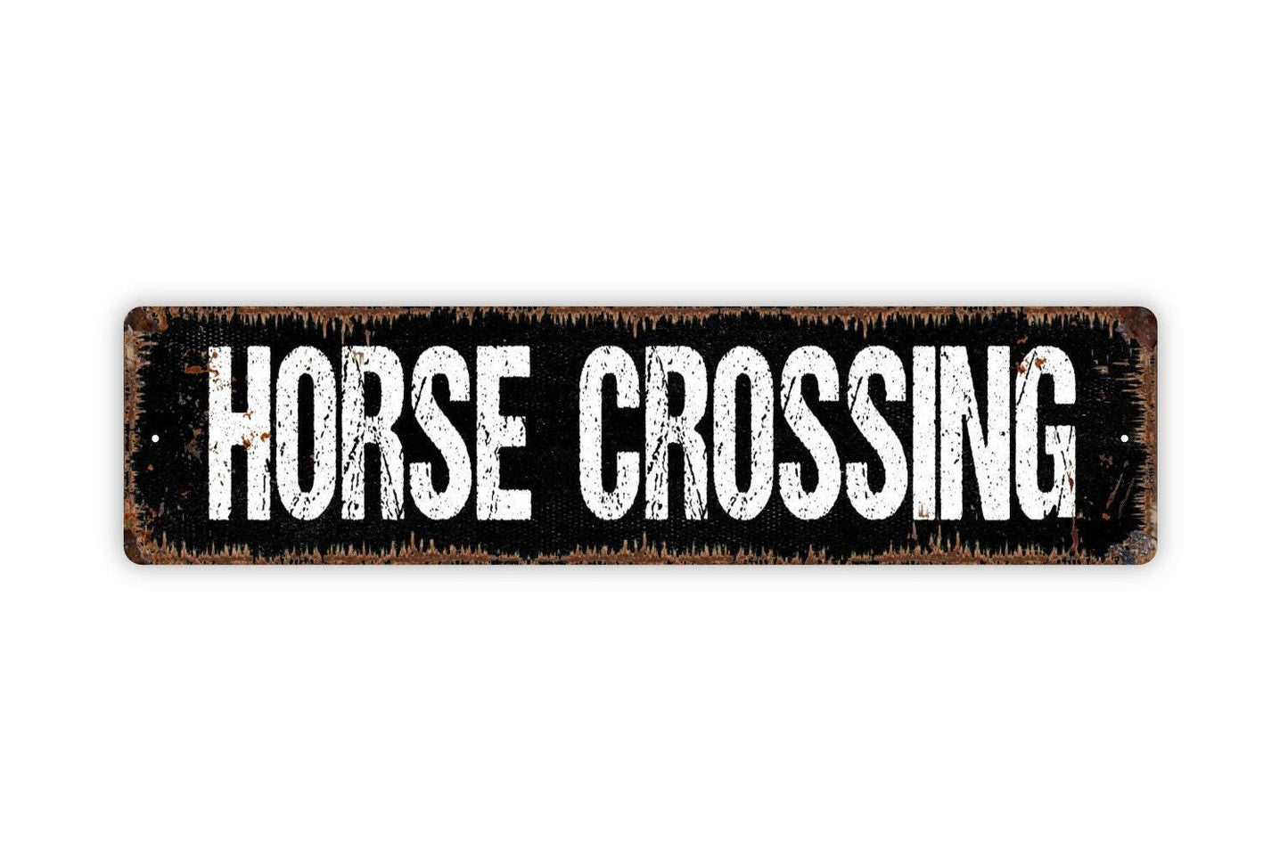 Horse Crossing Sign | Rustic Farmhouse Wall Sign for Barn, Ranch, or Pasture | Country Style Metal Sign or Vinyl Sticker Equestrian Décor