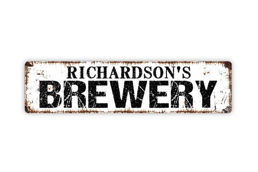 Personalized Brewery Sign – Custom Home Bar Wall Decor – Beer Lover Gift Plaque – Rustic Pub Tavern Drinking Room Metal Sign or Sticker