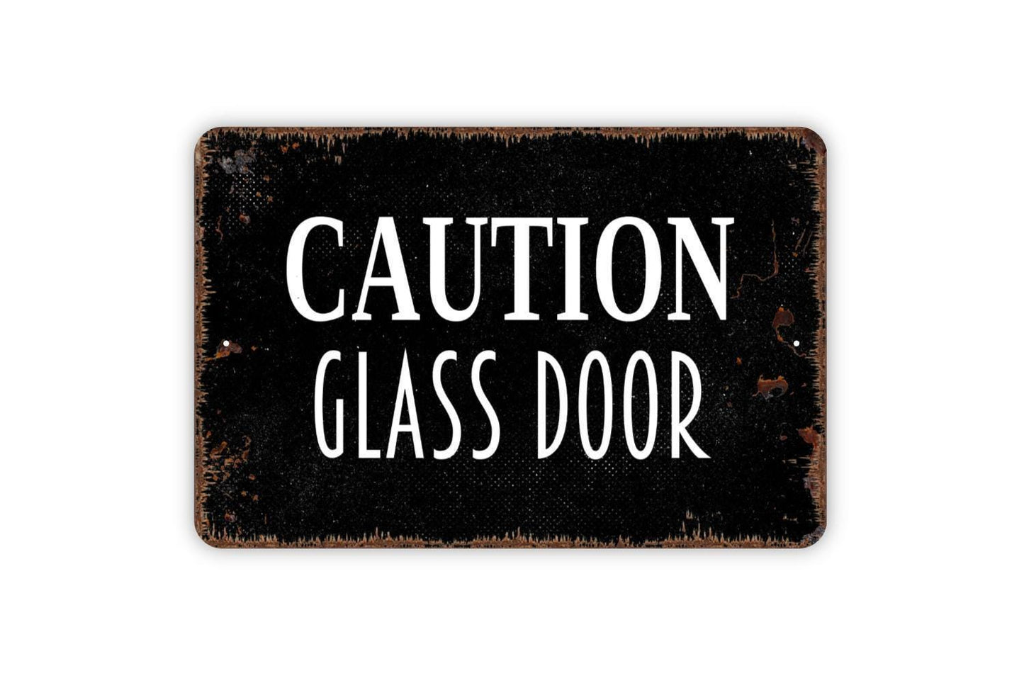 Caution Glass Door Sign | Safety Warning Entryway Notice | Metal Sign or Vinyl Sticker for Store Office School Business