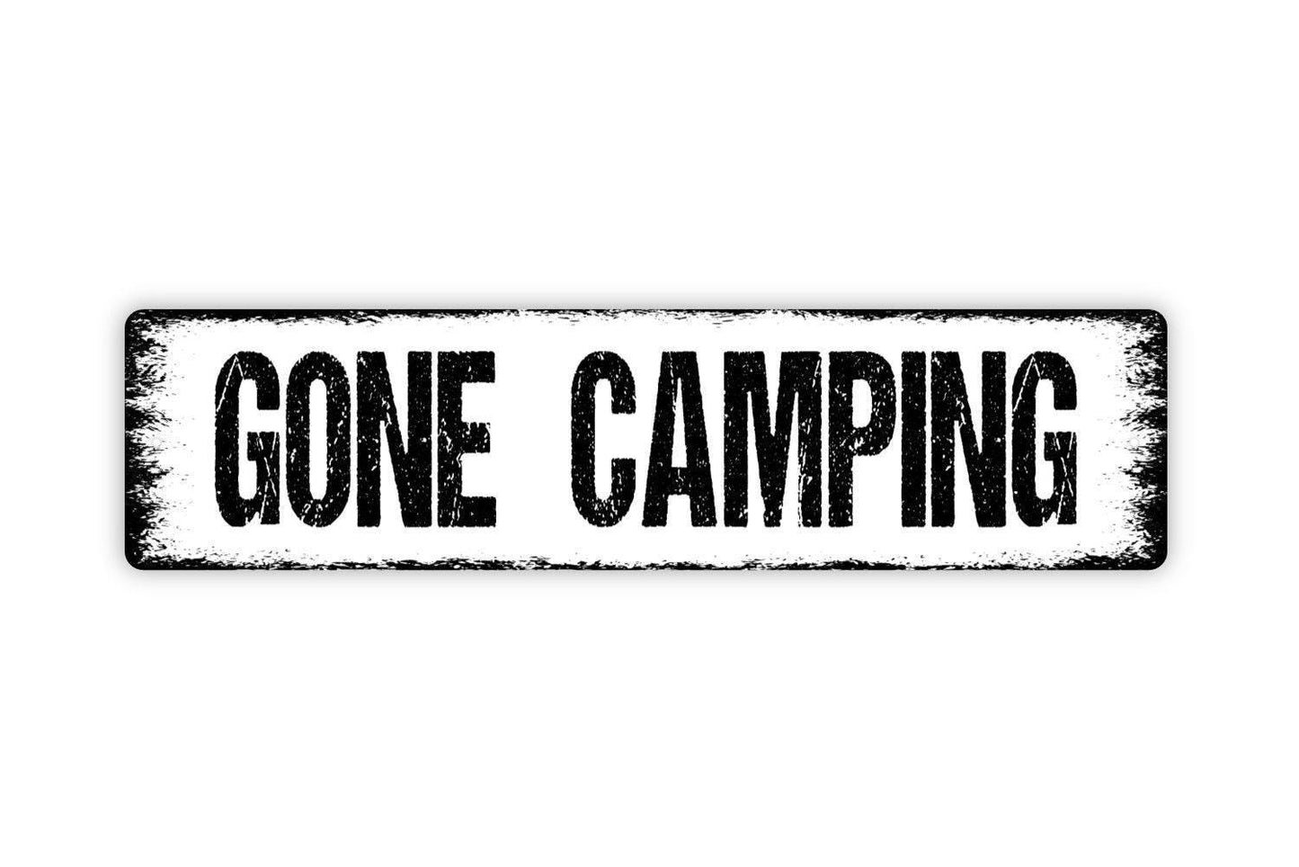 Gone Camping Sign – Rustic Cabin or Campsite Wall Decor – Camper RV Trailer Sign – Outdoor Adventure Wall Art – Metal Sign or Vinyl Sticker