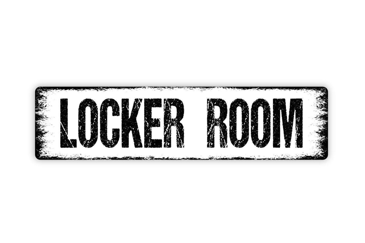Locker Room Sign - Bathroom Vinyl Sticker Or  Custom Metal Street Sign or Door Name Plate Plaque