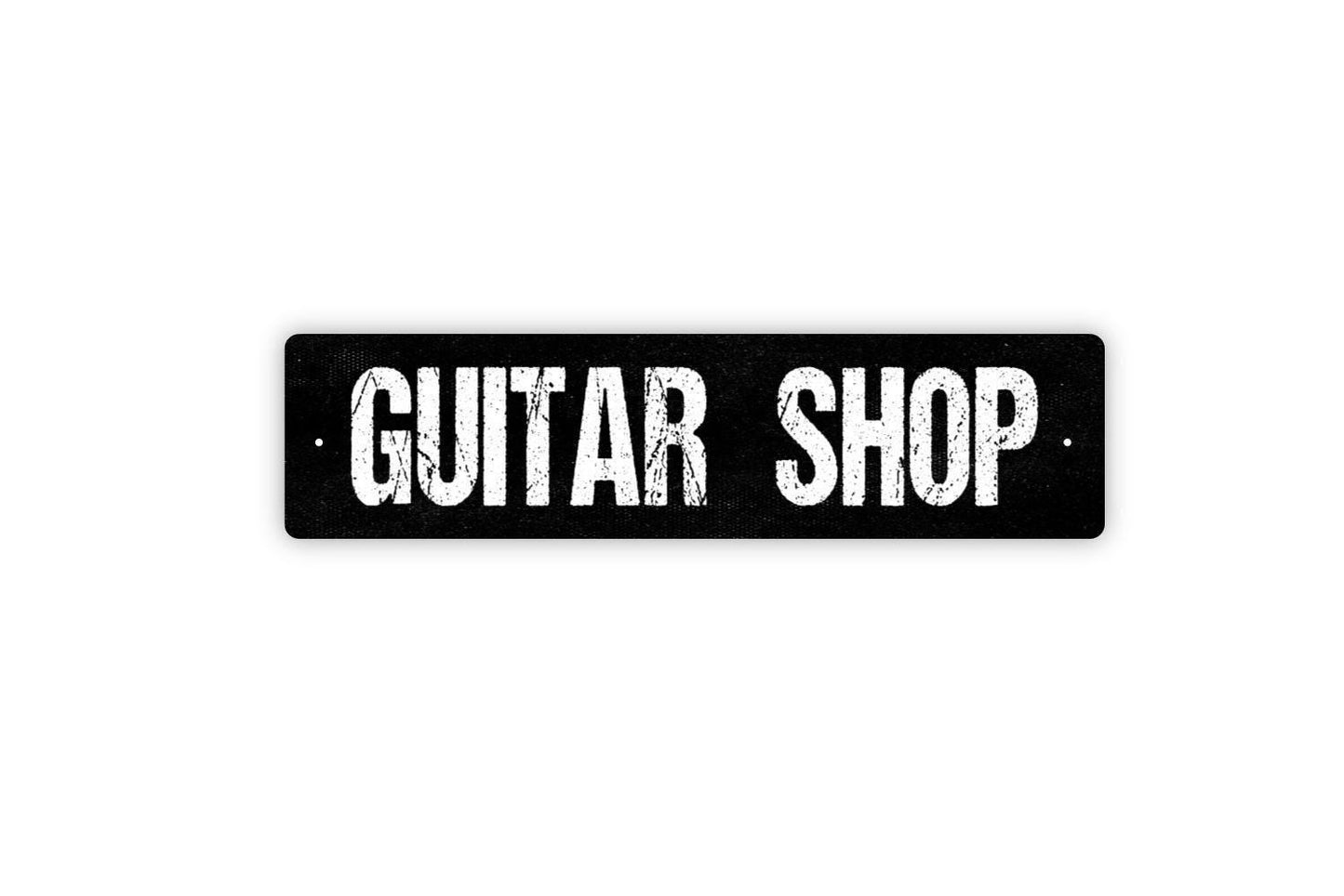 Guitar Shop Sign - Music Room Recording Artist Vinyl Sticker Or  Street Metal Sign or Door Name Plate Plaque