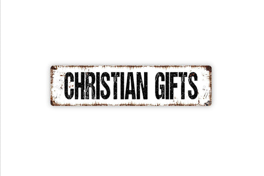 Christian Gifts Sign - Bookstore Retail Store Library Street Metal Sign or Door Name Plate Plaque