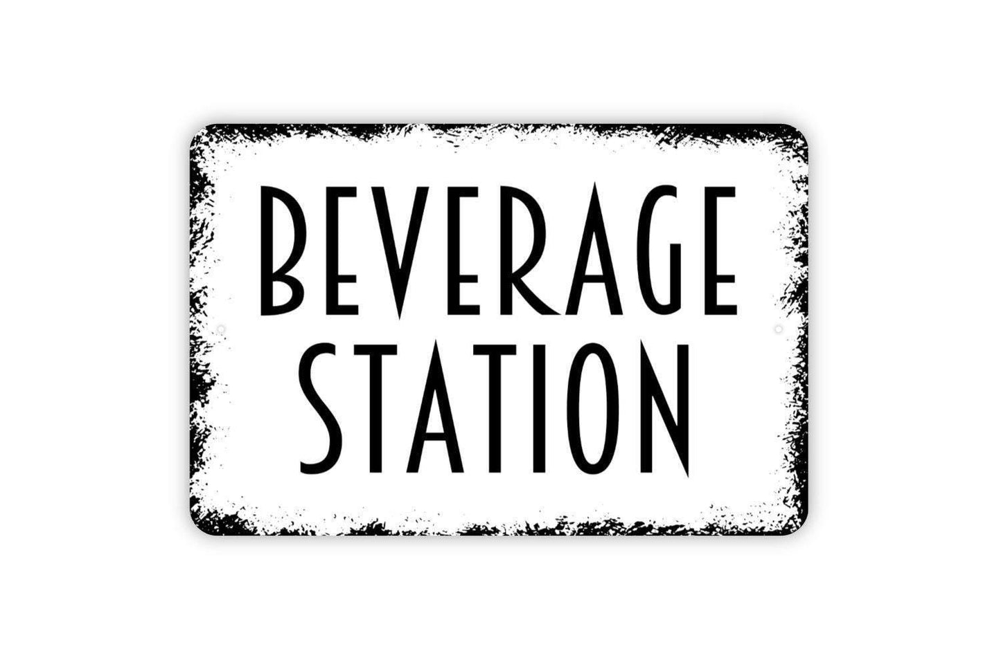 Beverage Station Sign – Coffee Bar Drink Station Wall Decor – Rustic Farmhouse Kitchen Dining Room Party Sign – Metal Sign or Sticker
