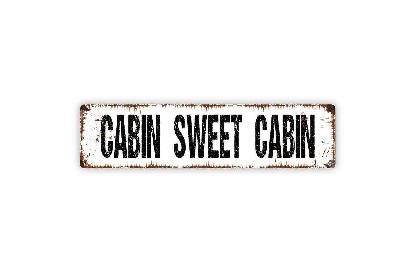 Cabin Sweet Cabin Sign | Rustic Metal Wall Art Vinyl Sticker Lodge Decor Lake House Sign Farmhouse Wall Decor Cabin Living Room Gift