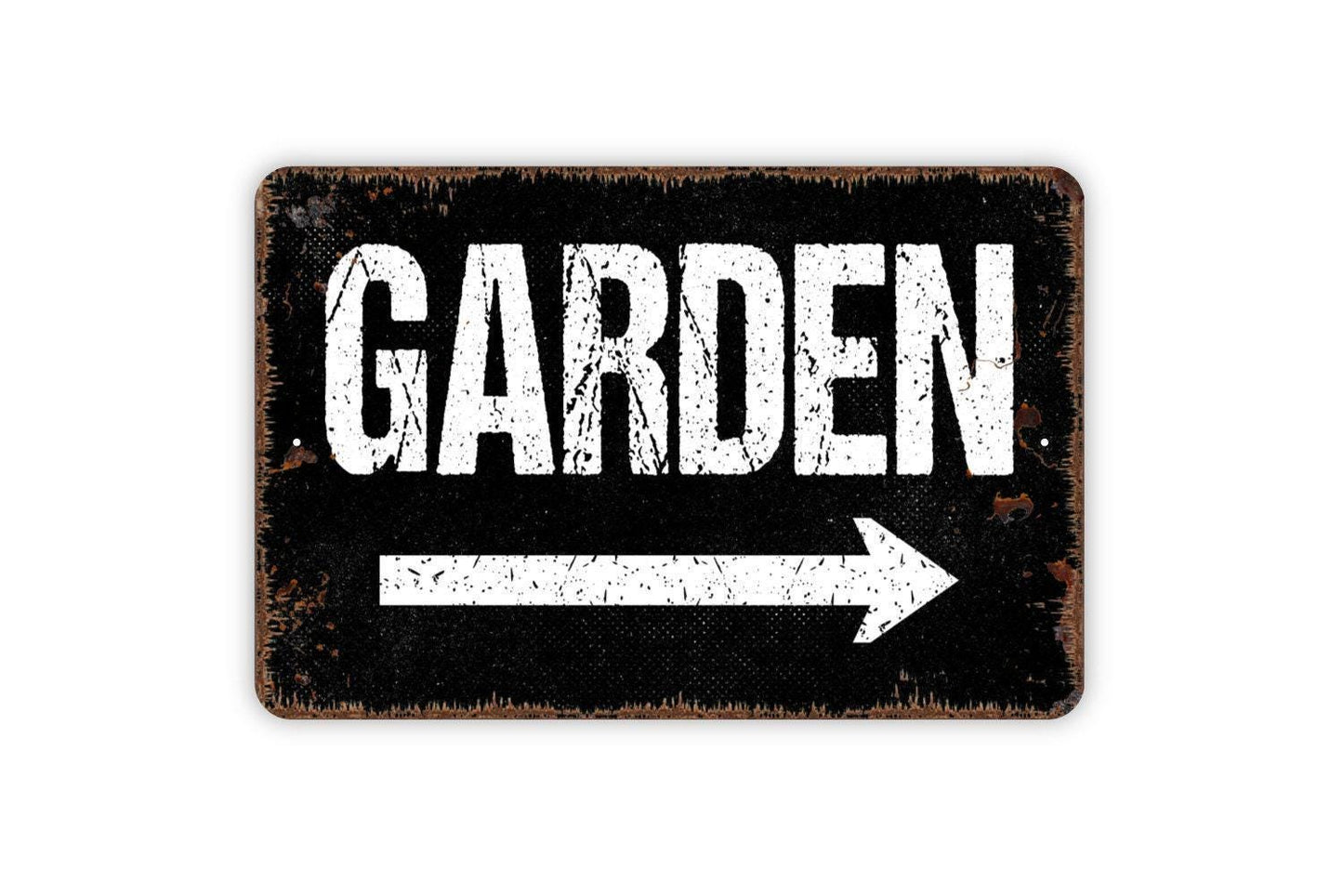 Garden with Right or Left Arrow Sign - Metal Indoor or Outdoor Wall Art