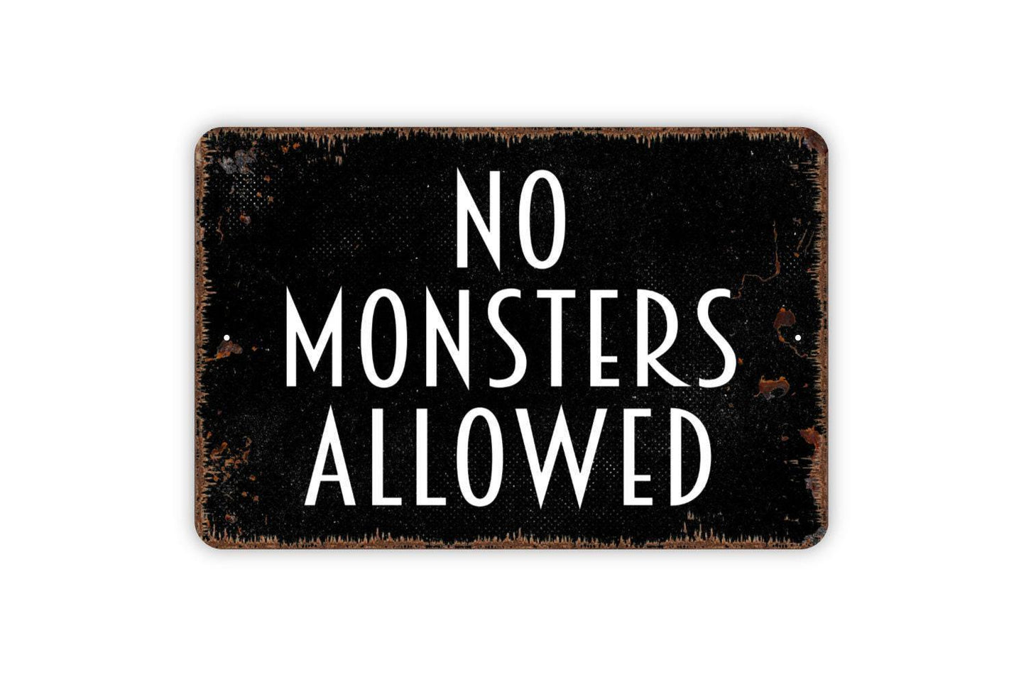 No Monsters Allowed Sign | Funny Kids Room Wall Decor | Metal Sign or Vinyl Sticker for Bedrooms, Playrooms, or Nurseries