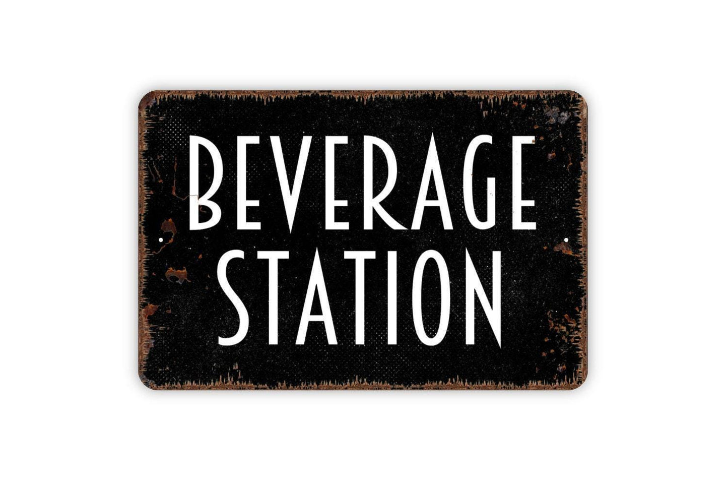 Beverage Station Sign – Coffee Bar Drink Station Wall Decor – Rustic Farmhouse Kitchen Dining Room Party Sign – Metal Sign or Sticker