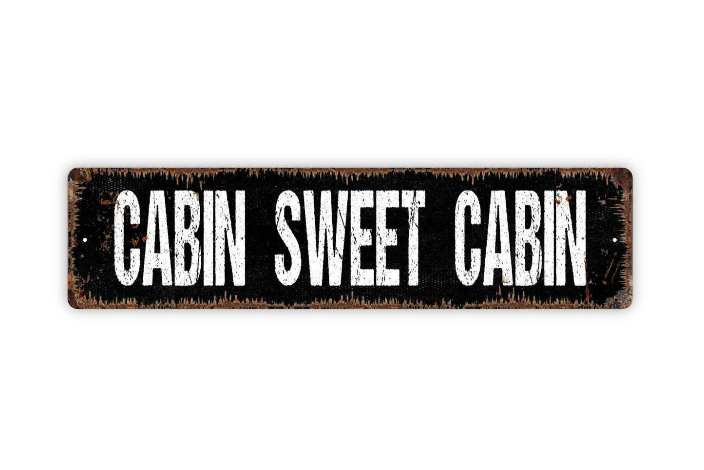 Cabin Sweet Cabin Sign | Rustic Metal Wall Art Vinyl Sticker Lodge Decor Lake House Sign Farmhouse Wall Decor Cabin Living Room Gift