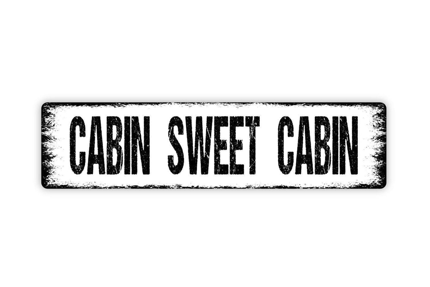 Cabin Sweet Cabin Sign | Rustic Metal Wall Art Vinyl Sticker Lodge Decor Lake House Sign Farmhouse Wall Decor Cabin Living Room Gift