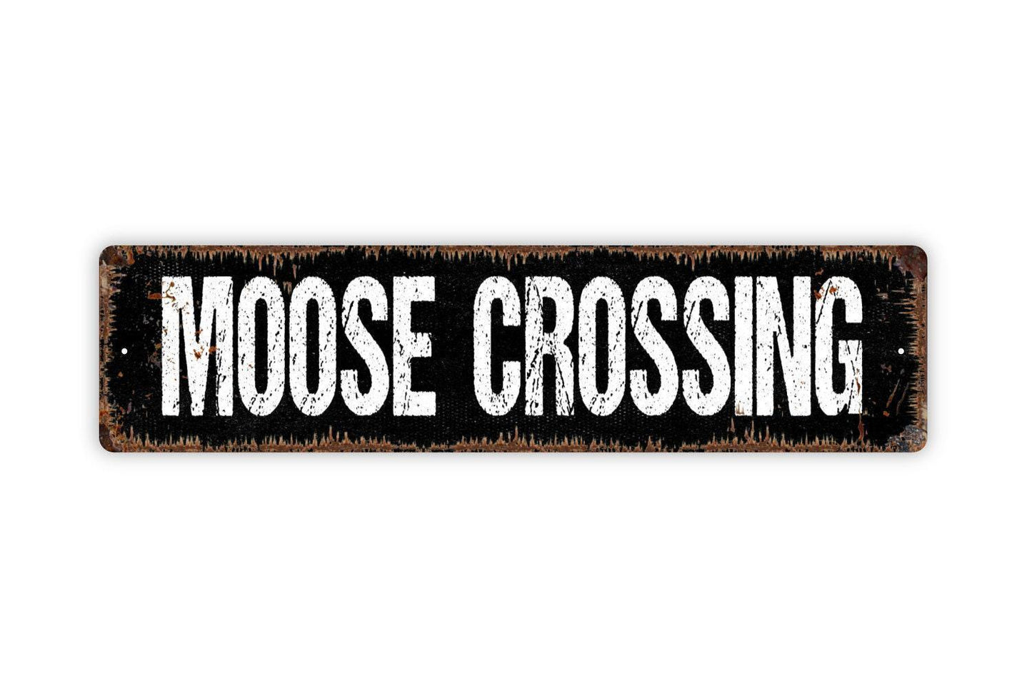 Moose Crossing Sign - Vinyl Sticker Or  Metal Street Sign or Door Name Plate Plaque