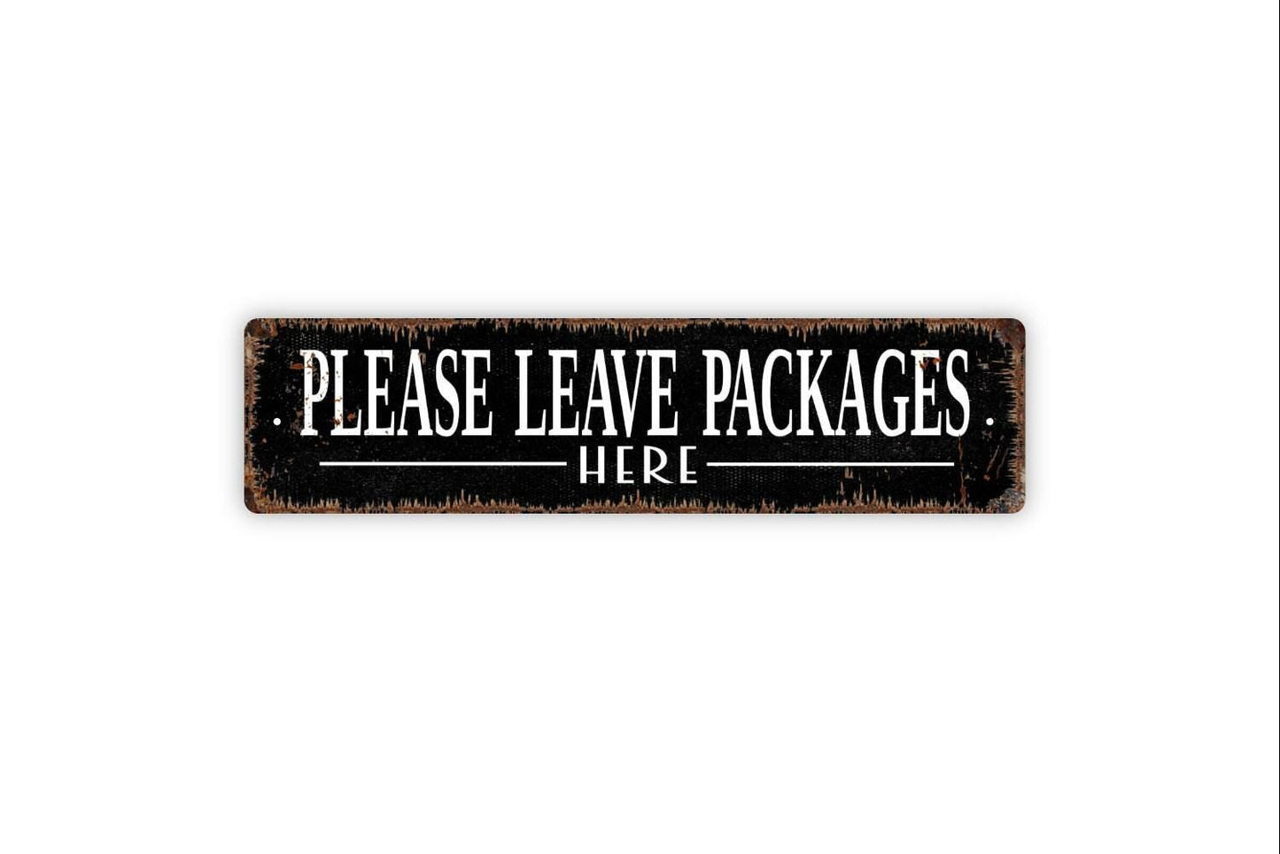 Please Leave Packages Here Sign | Delivery Driver Metal Sign or Vinyl Sticker | Porch, Door, Mail, or Home Package Drop Off Sign