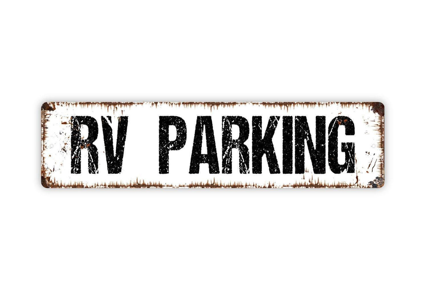RV Parking Sign - Travel Trailer Recreational Vehicle Camper Caming Motor Coach Rustic Street Metal Sign or Door Name Plate Plaque