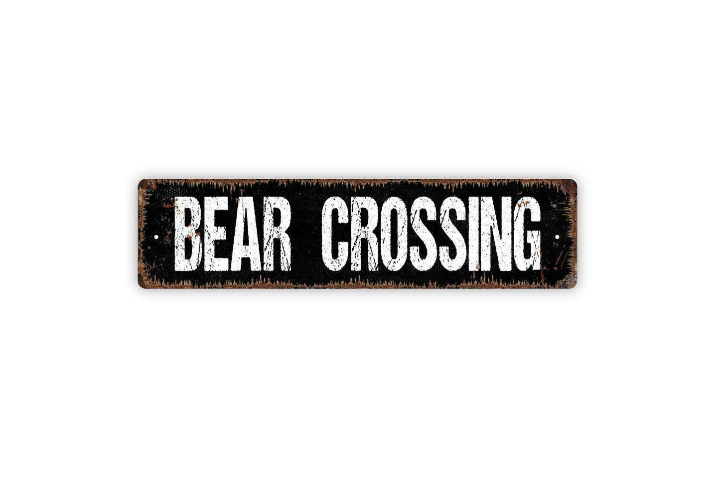 Bear Crossing Sign, Funny Woods Forest Animal Metal Sign, Farmhouse Style Decor, Vinyl Sticker Or  Street Sign or Door Name Plate Plaque