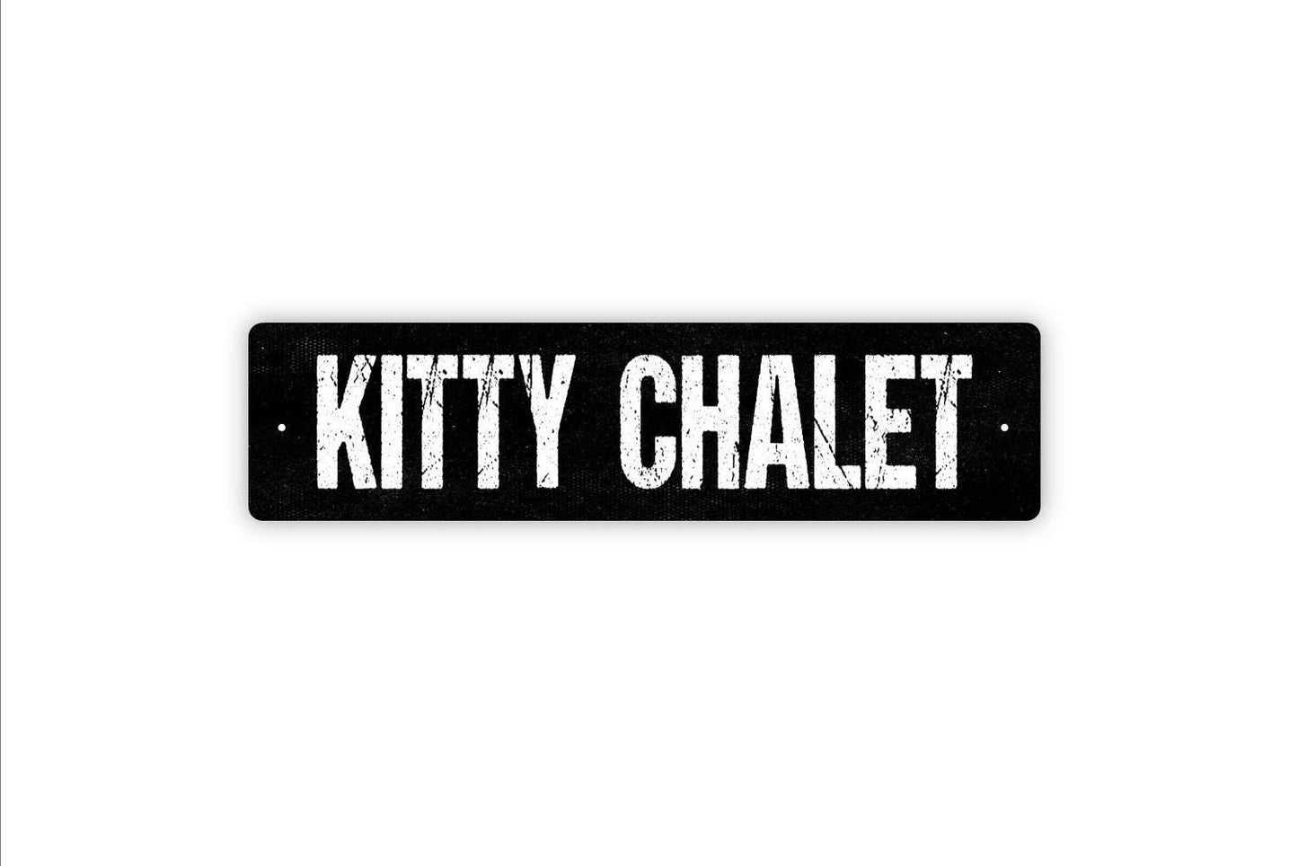 Kitty Chalet Sign – Funny Cat Lover Wall Decor – Rustic Pet House or Cat Cabin Sign – Metal Sign or Vinyl Sticker