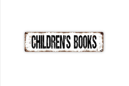 Children’s Books Sign | Kids Reading Corner Wall Sign | Rustic Classroom Decor | Custom Metal Sign or Vinyl Sticker | Playroom Library Art