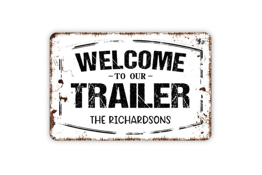 Personalized Welcome To Our Trailer Sign - Custom Metal Wall Art Indoor Or Outdoor