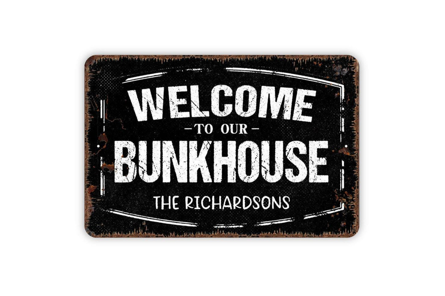 Personalized Welcome to Our Bunkhouse Sign | Custom Rustic Cabin Decor | Metal Sign or Vinyl Sticker for Lodge, Ranch, or Guest House