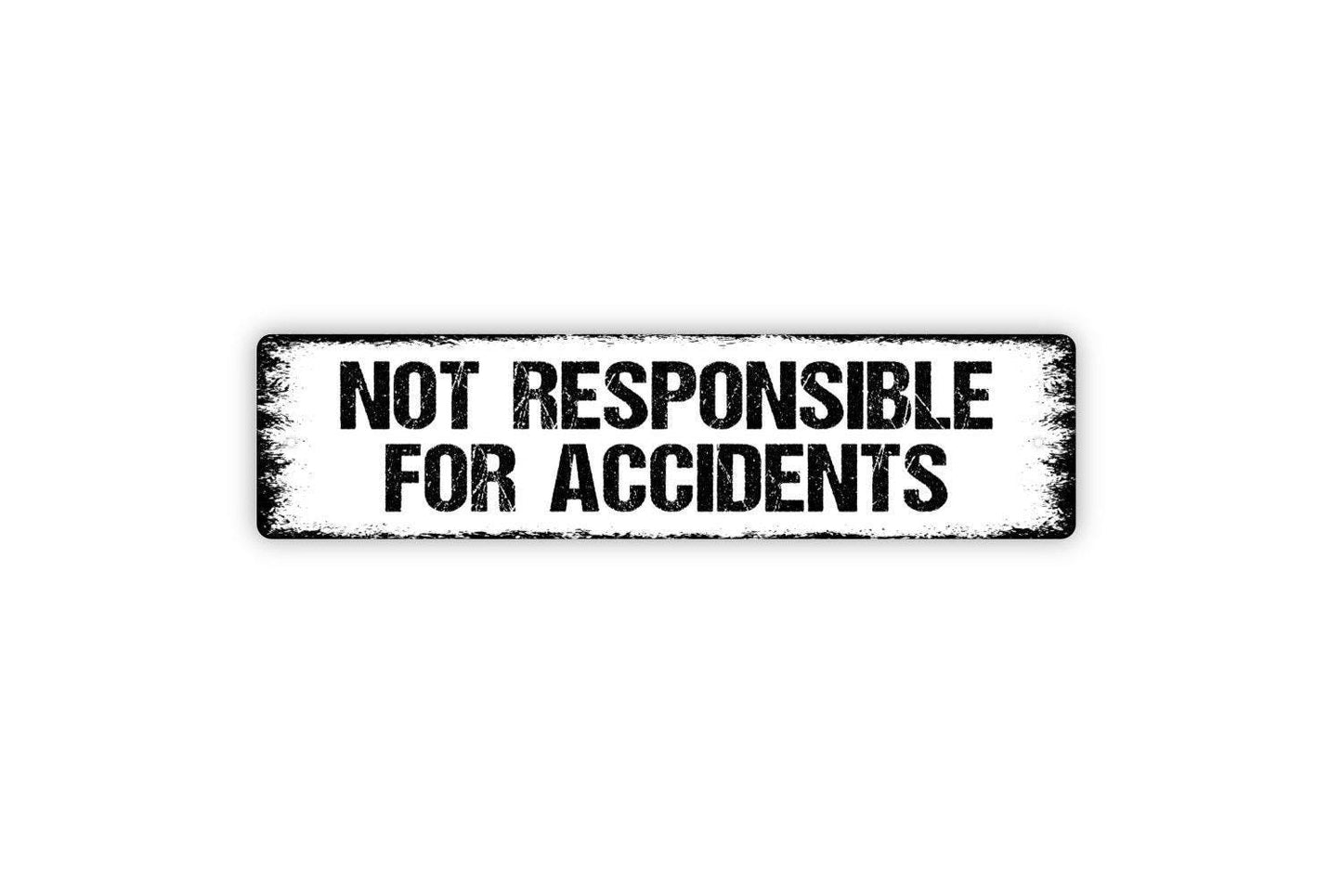 Not Responsible For Accidents Sign - Property Sign Swimming Pool No Horseplay Vinyl Sticker Or  Metal Street Sign or Door Name Plate Plaque