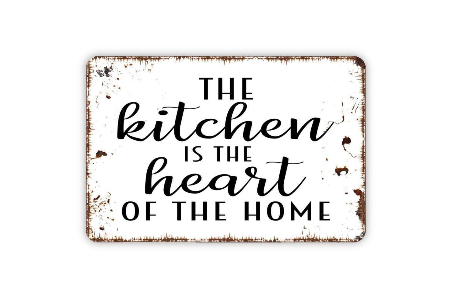 The Kitchen Is The Heart Of The Home Sign | Rustic Farmhouse Kitchen Wall Décor | Dining Room Quote Metal Sign or Vinyl Sticker Gift
