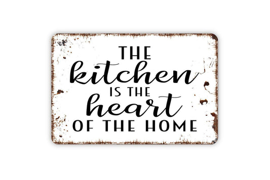 The Kitchen Is The Heart Of The Home Sign | Rustic Farmhouse Kitchen Wall Décor | Dining Room Quote Metal Sign or Vinyl Sticker Gift