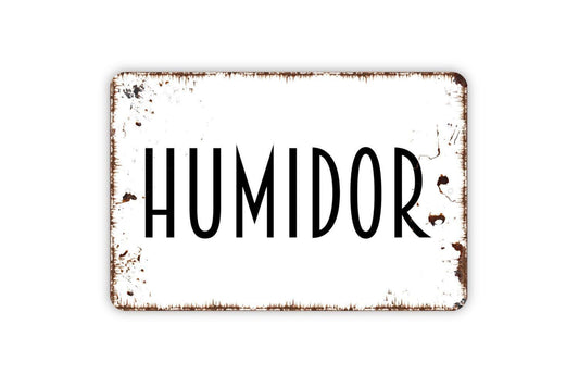 Humidor Sign | Cigar Lounge Tobacco Room Wall Decor | Metal Sign or Vinyl Sticker for Man Cave Bar Club Smoke Shop