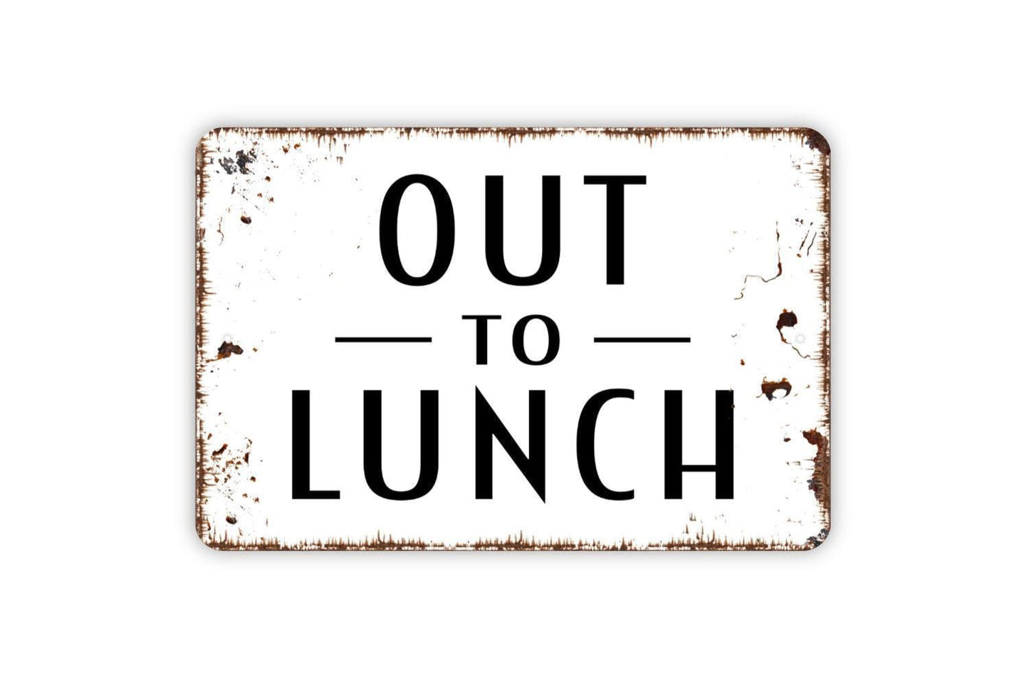 Out To Lunch Sign | Rustic Office Wall Decor | Business Door or Desk Sign | Custom Metal Sign or Vinyl Sticker | Workplace Wall Art
