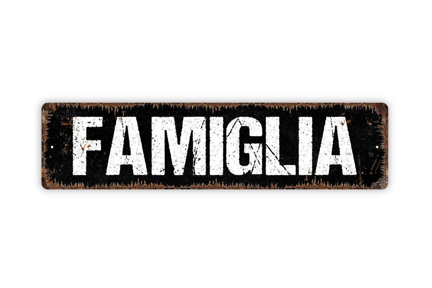 Famiglia Sign – Italian Family Wall Decor – Rustic Farmhouse Kitchen or Dining Room Sign – Metal Sign or Vinyl Sticker