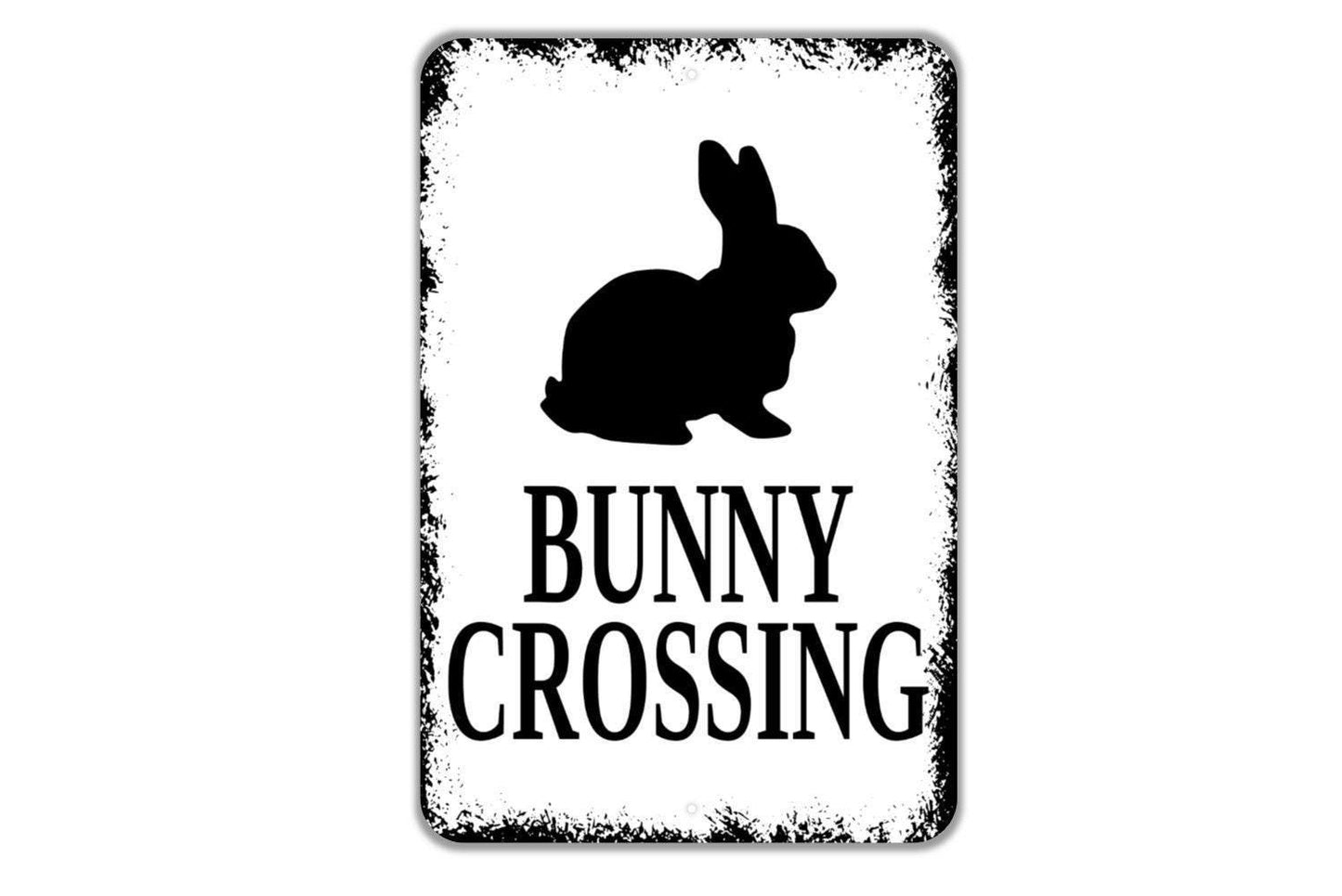 Bunny Crossing Sign - Rabbit Metal Wall Art - Indoor or Outdoor