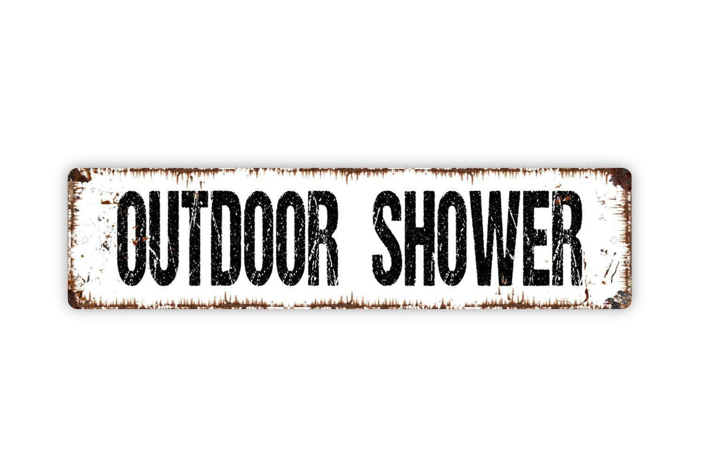 Outdoor Shower Sign - Vinyl Sticker Or  Metal Street Sign or Door Name Plate Plaque