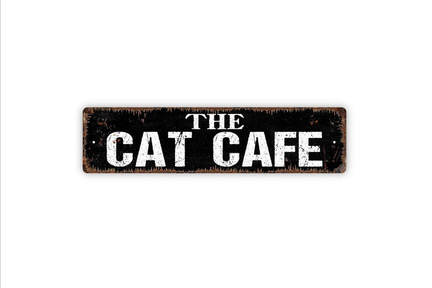 The Cat Cafe Sign | Funny Cat Lover Wall Decor | Metal Sign or Vinyl Sticker for Kitchen Coffee Bar Home Cafe Restaurant